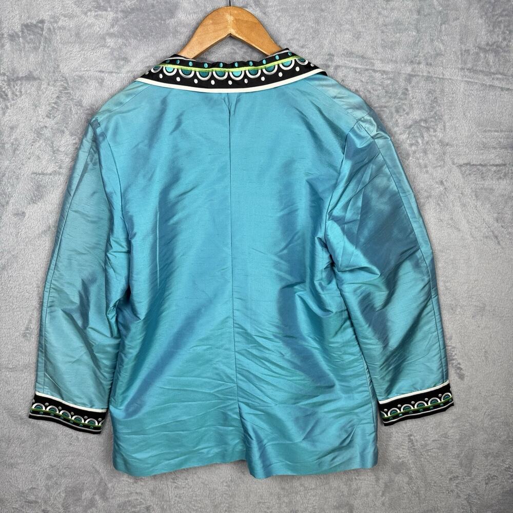 Bob Mackie Women's Wearable Art Blue Silk Jacket Blazer Large NWT embroidered - Picture 6 of 9
